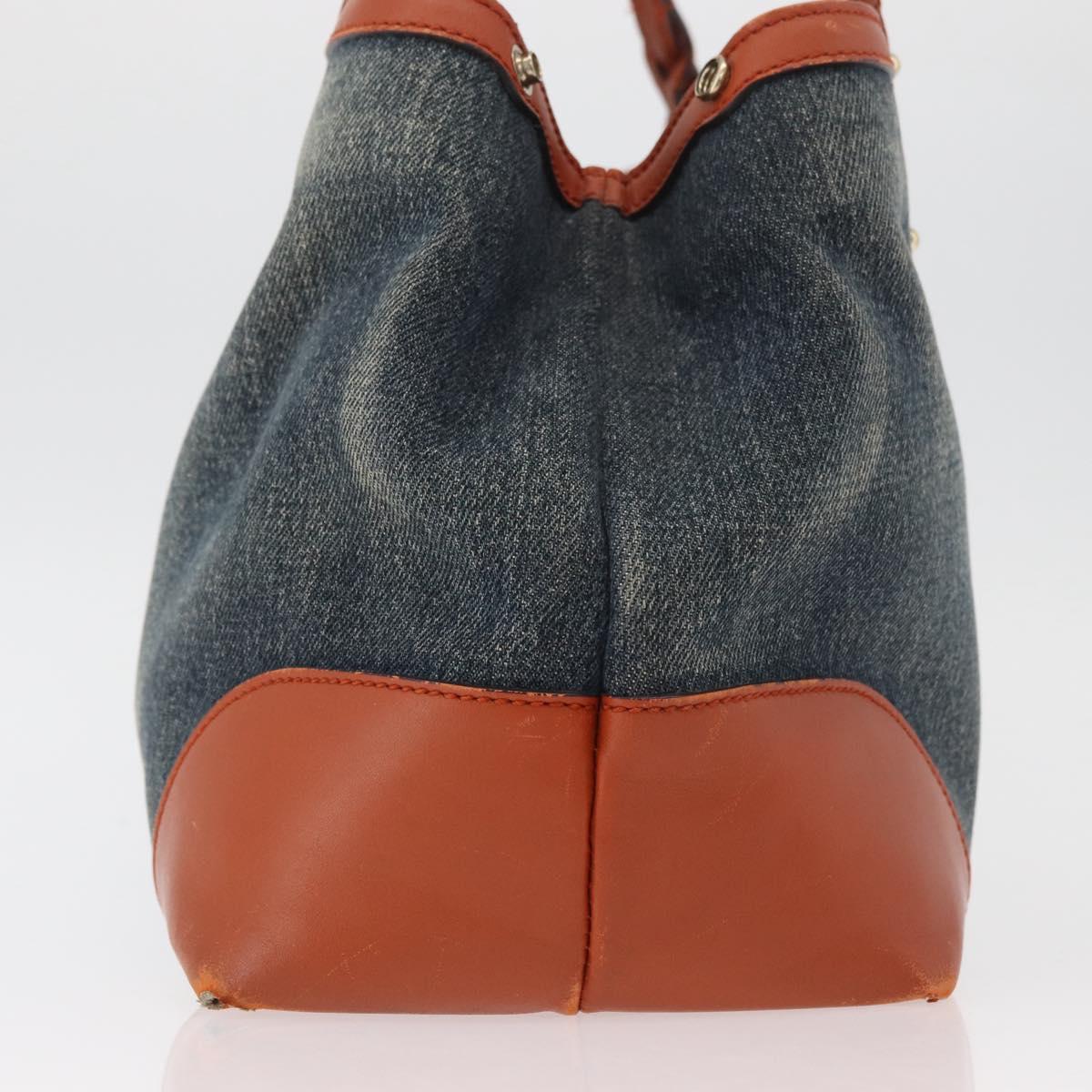 GUCCI Tote Bag Denim Blue Gold 348715 Auth 180237