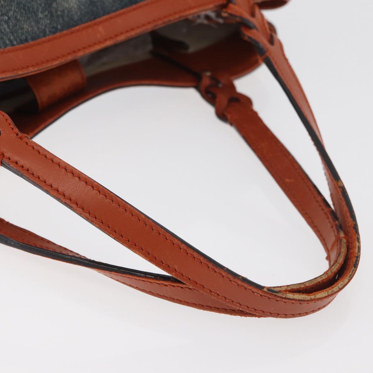 GUCCI Tote Bag Denim Blue Gold 348715 Auth 180237