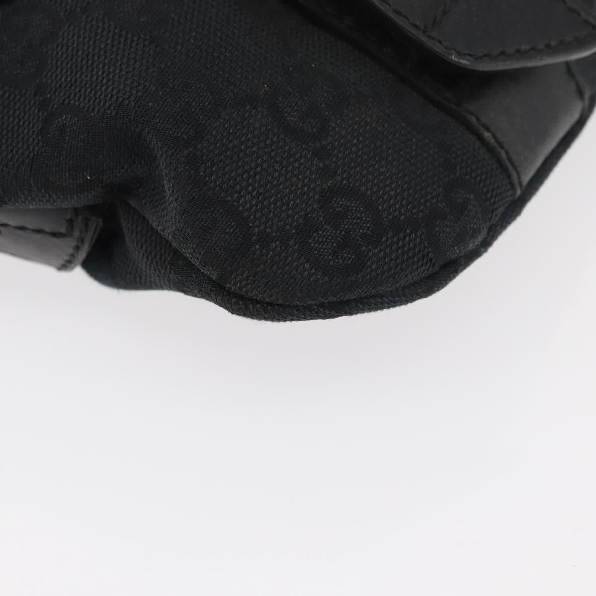 GUCCI GG Canvas Waist bag Black Silver 145351 Auth 180238