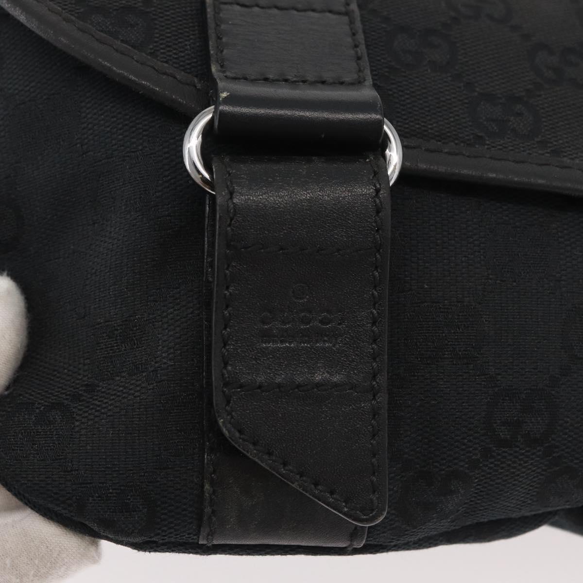 GUCCI GG Canvas Waist bag Black Silver 145351 Auth 180238