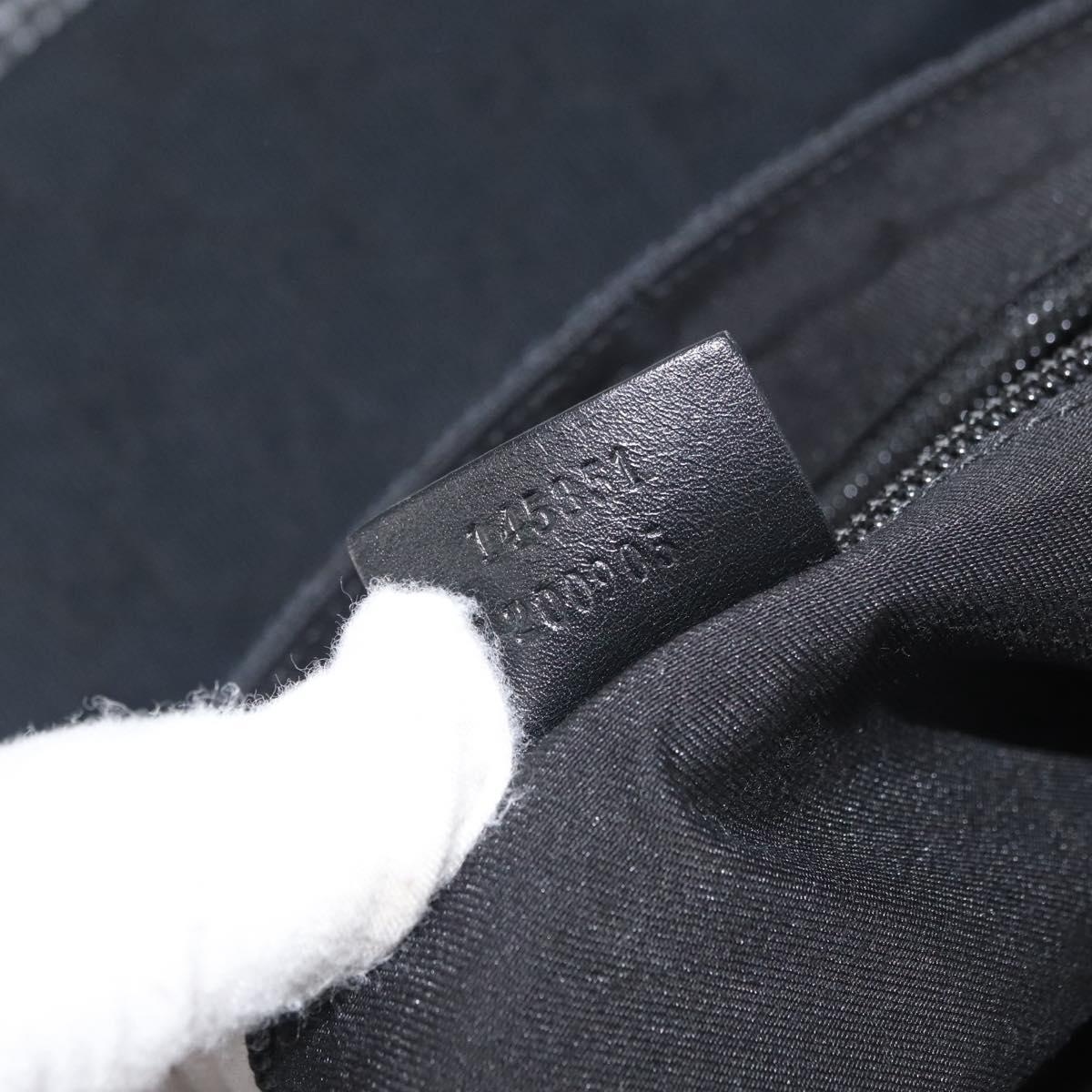 GUCCI GG Canvas Waist bag Black Silver 145351 Auth 180238
