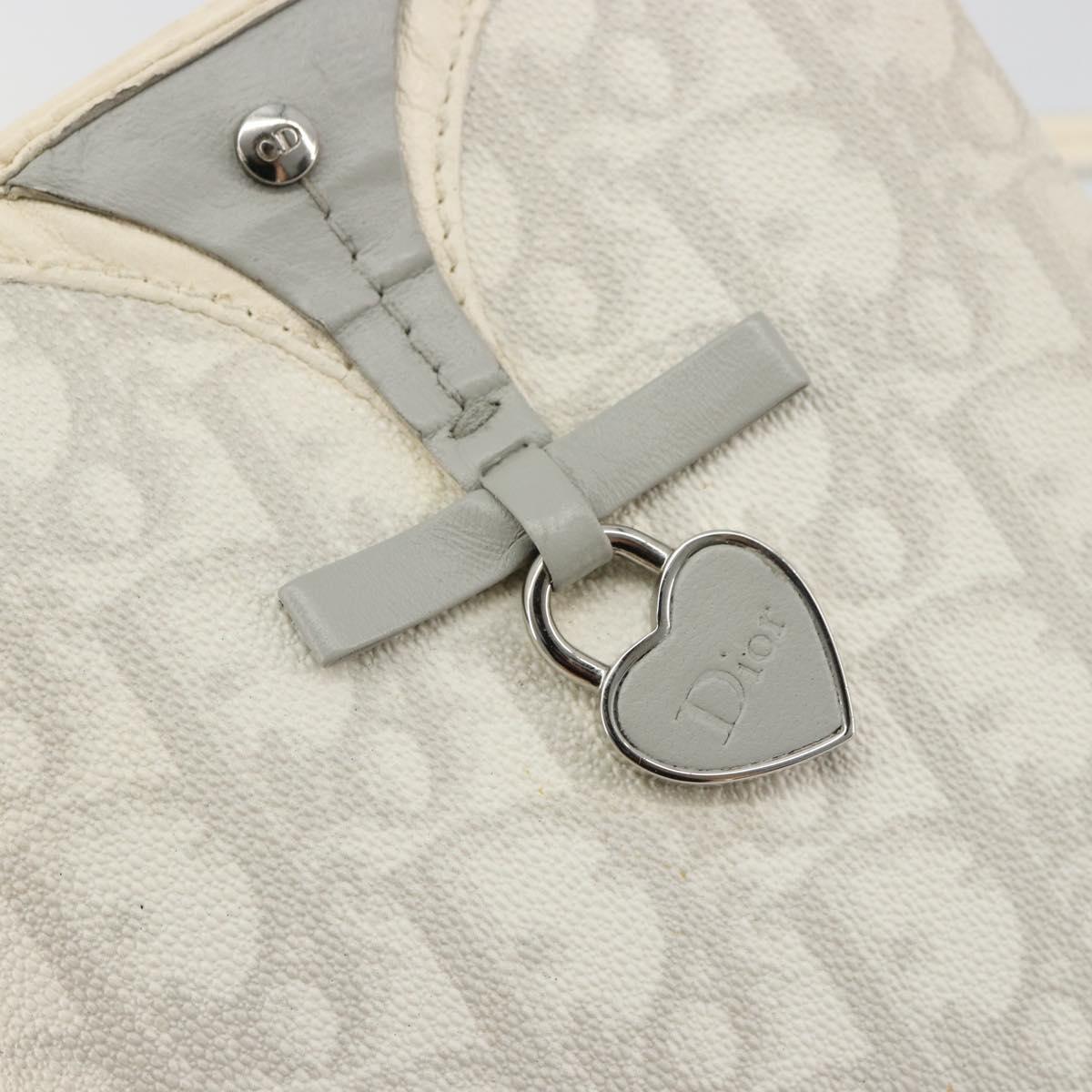 Christian Dior Trotter Canvas Romantic Bag PVC White Silver Auth 180282A