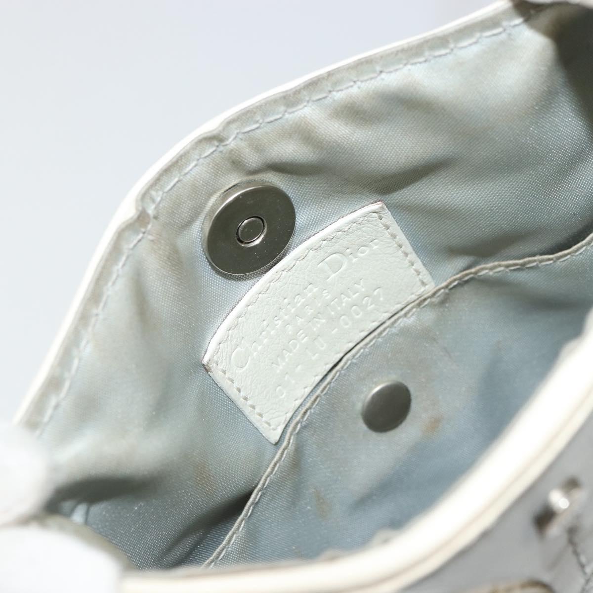 Christian Dior Trotter Canvas Romantic Bag PVC White Silver Auth 180282A