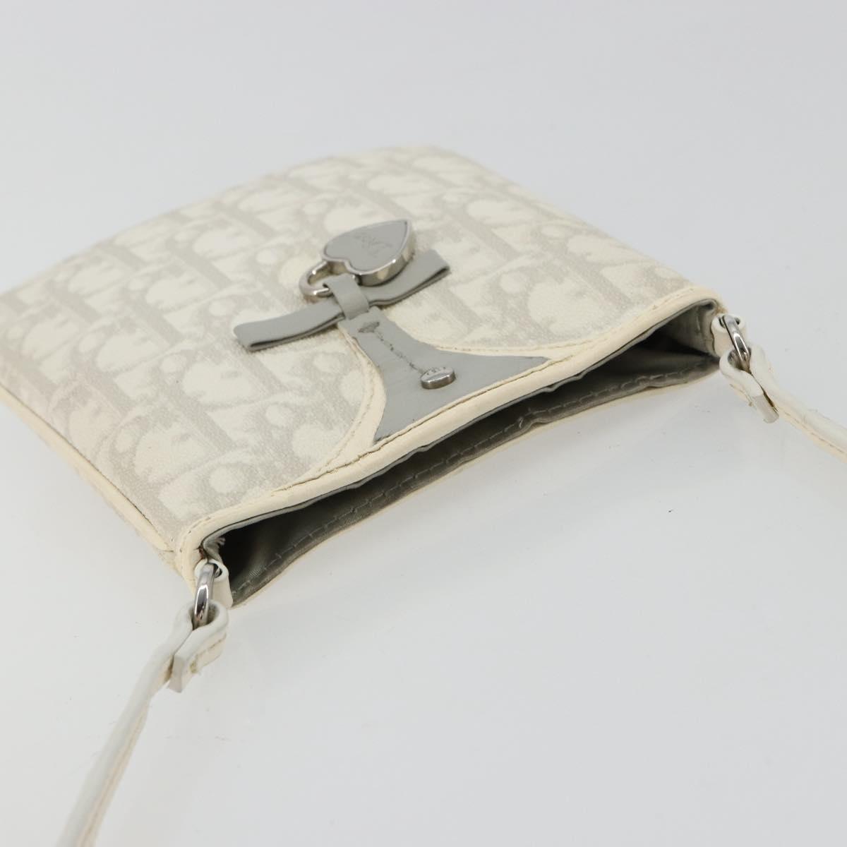 Christian Dior Trotter Canvas Romantic Bag PVC White Silver Auth 180282A