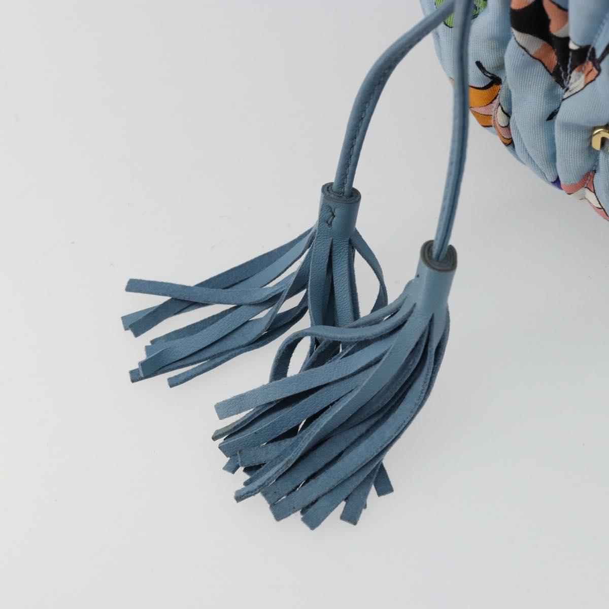 Miu Miu Matelasse Shoulder Bag Nylon Light Blue Gold Auth 180284A
