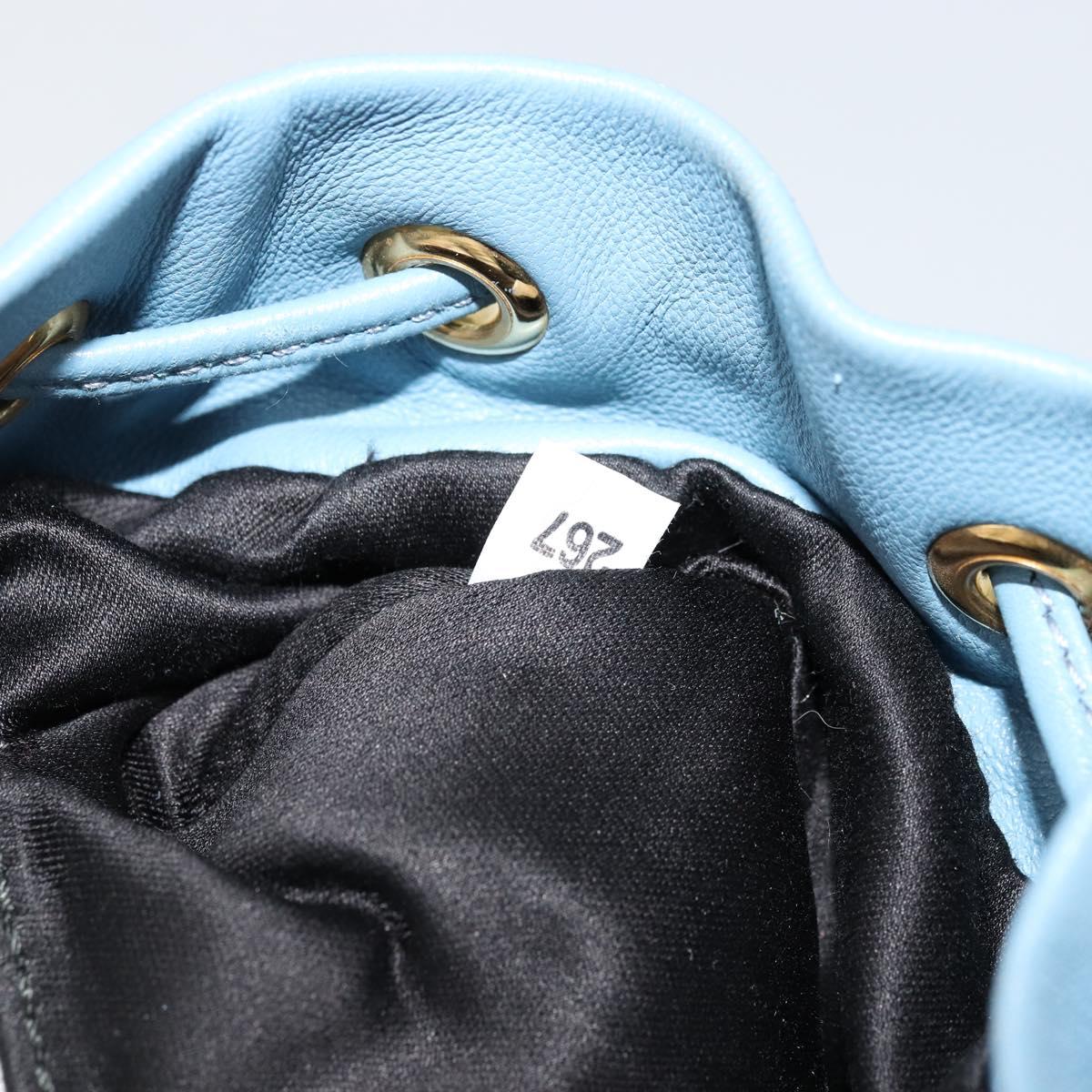 Miu Miu Matelasse Shoulder Bag Nylon Light Blue Gold Auth 180284A