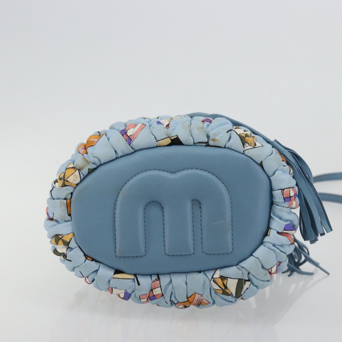 Miu Miu Matelasse Shoulder Bag Nylon Light Blue Gold Auth 180284A