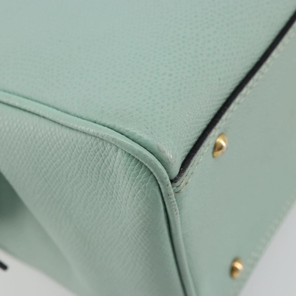 CELINE Hand Bag Leather 2way Light Blue Gold Auth 180287A