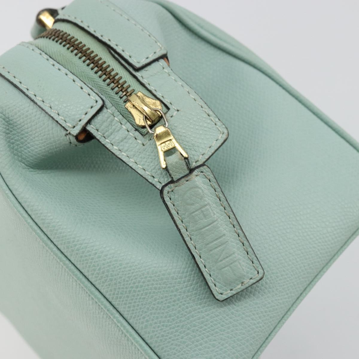 CELINE Hand Bag Leather 2way Light Blue Gold Auth 180287A