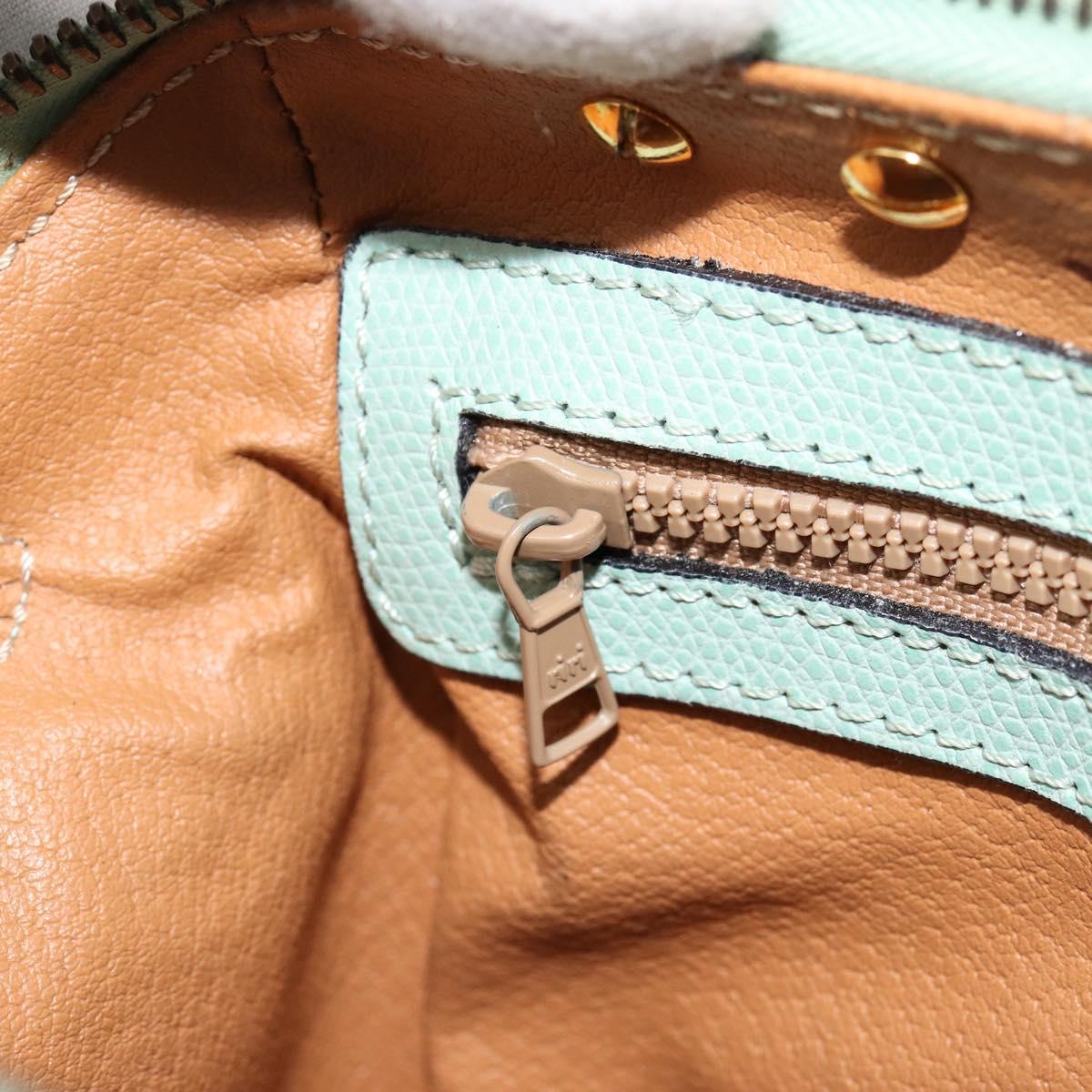 CELINE Hand Bag Leather 2way Light Blue Gold Auth 180287A
