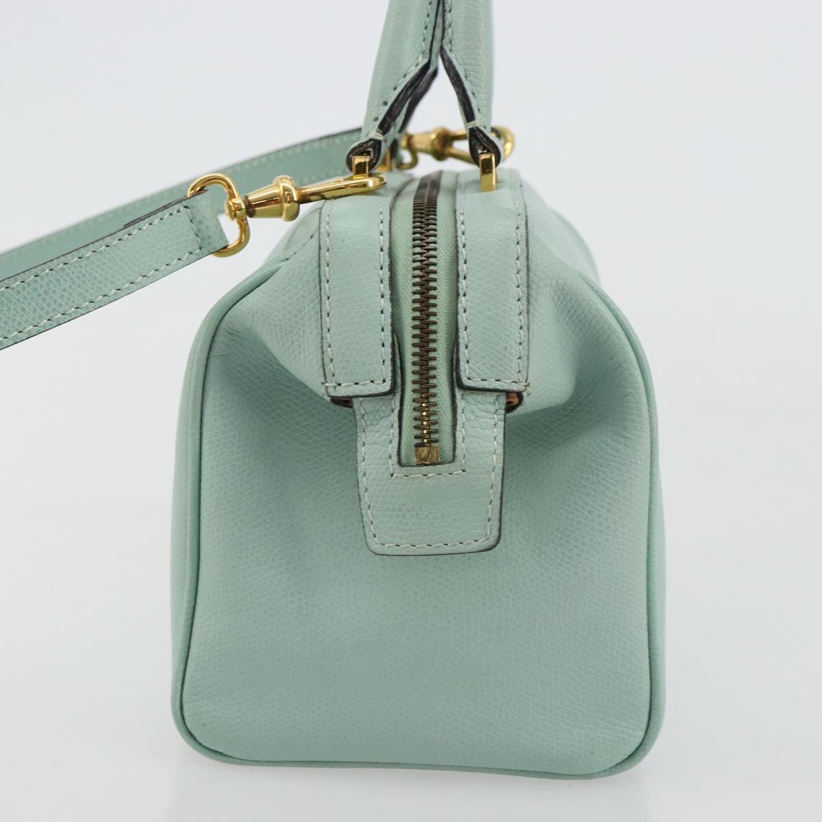 CELINE Hand Bag Leather 2way Light Blue Gold Auth 180287A