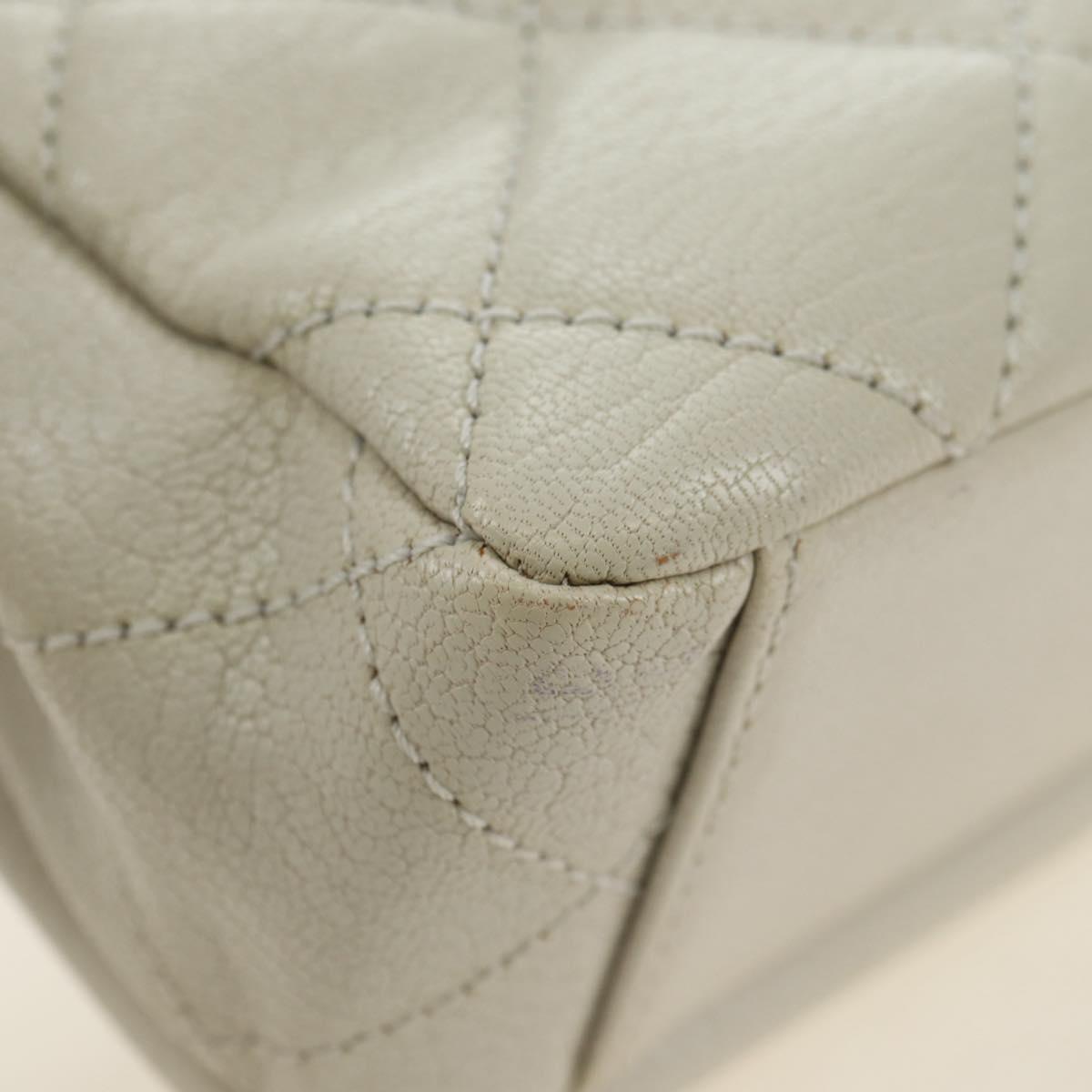 CHANEL Matelasse Chain Shoulder Bag Calf Skin 2way Ivory Silver CC Auth 180288SAV