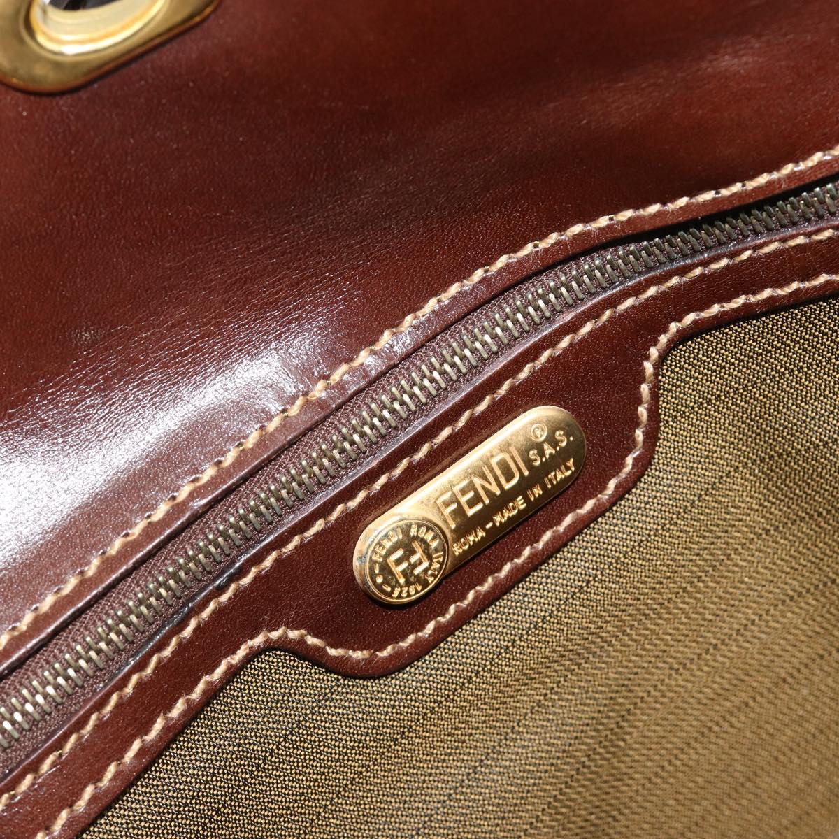 FENDI Zucca Canvas Hand Bag Black Brown Auth 180302A