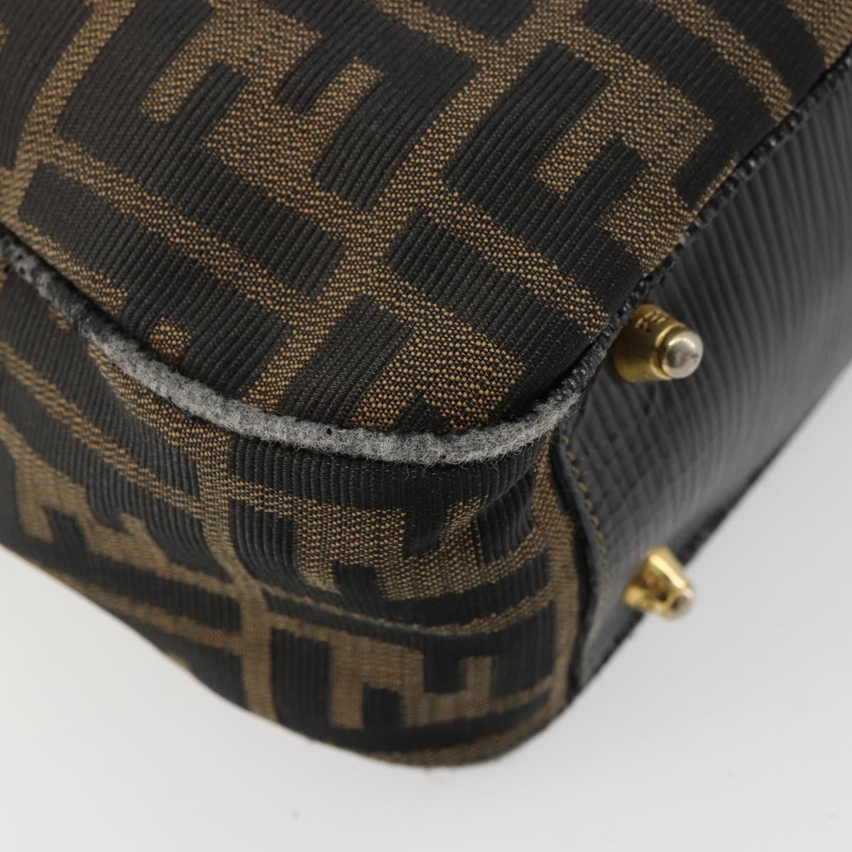 FENDI Zucca Canvas Hand Bag 2way Black Brown Auth 180303