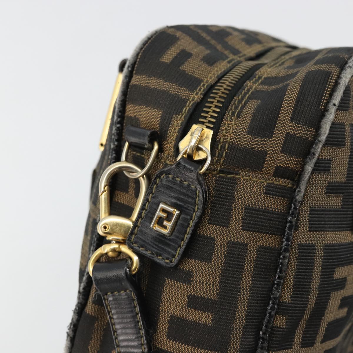 FENDI Zucca Canvas Hand Bag 2way Black Brown Auth 180303