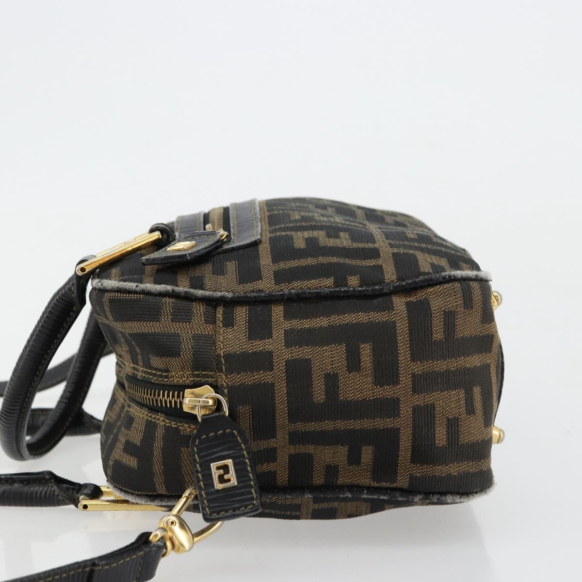 FENDI Zucca Canvas Hand Bag 2way Black Brown Auth 180303