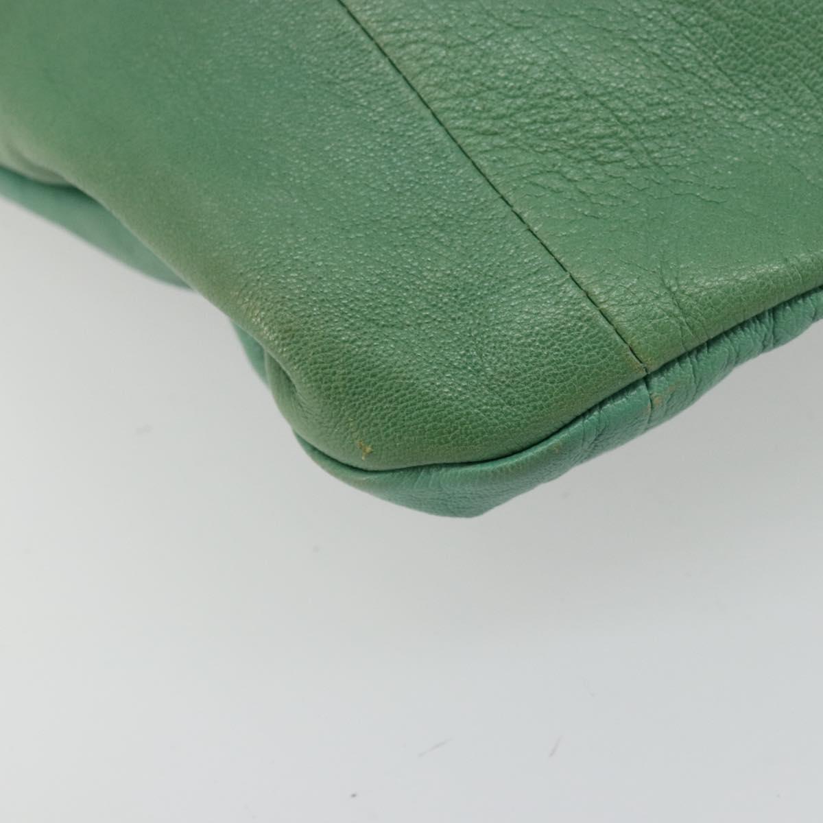 GUCCI Bamboo Shoulder Bag Leather Green Gold 124293 Auth 180305A