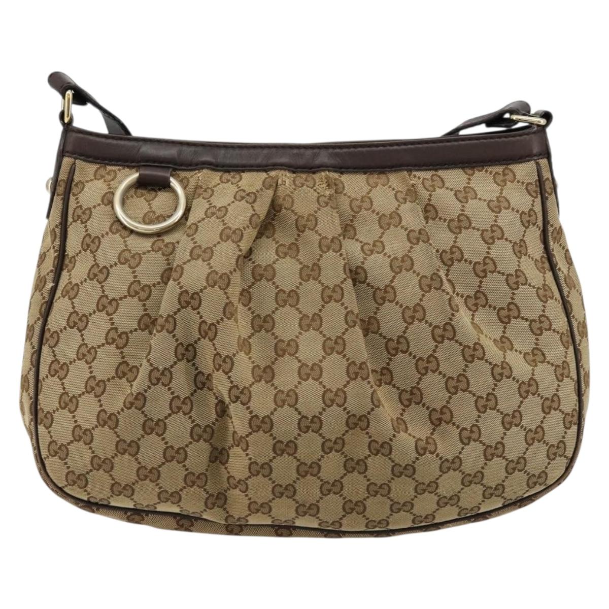 GUCCI GG Canvas Sukey Shoulder Bag Beige Gold 296834 Auth 180306