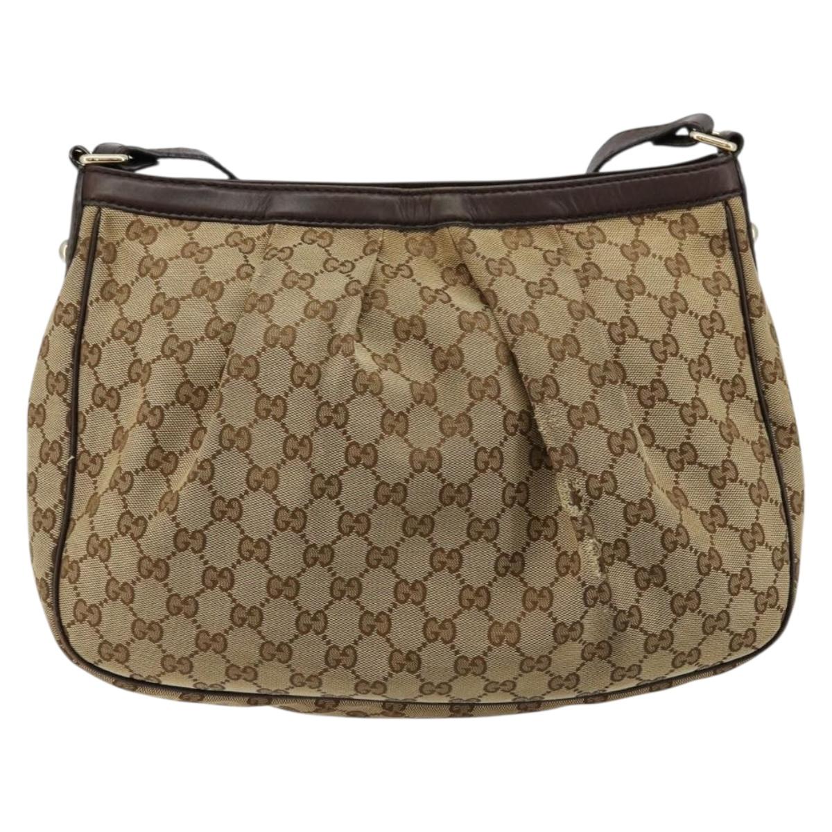 GUCCI GG Canvas Sukey Shoulder Bag Beige Gold 296834 Auth 180306