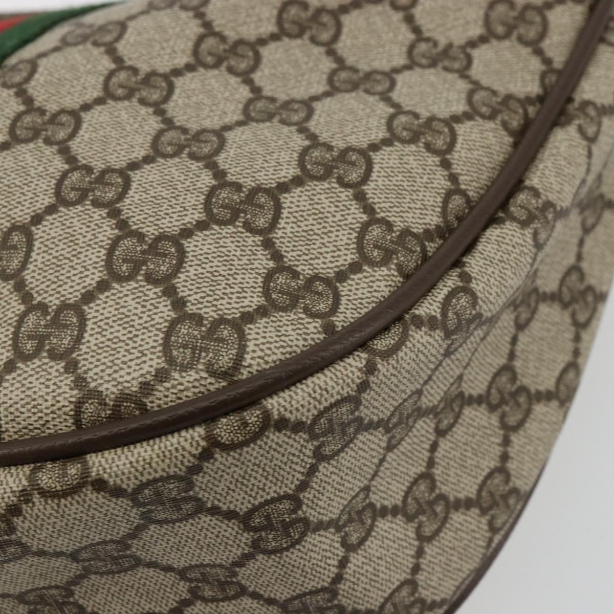 GUCCI GG Supreme Web Sherry Line Bag PVC Beige Gold 10 01 3840 Auth 180307