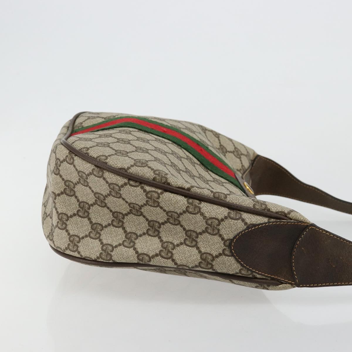 GUCCI GG Supreme Web Sherry Line Bag PVC Beige Gold 10 01 3840 Auth 180307