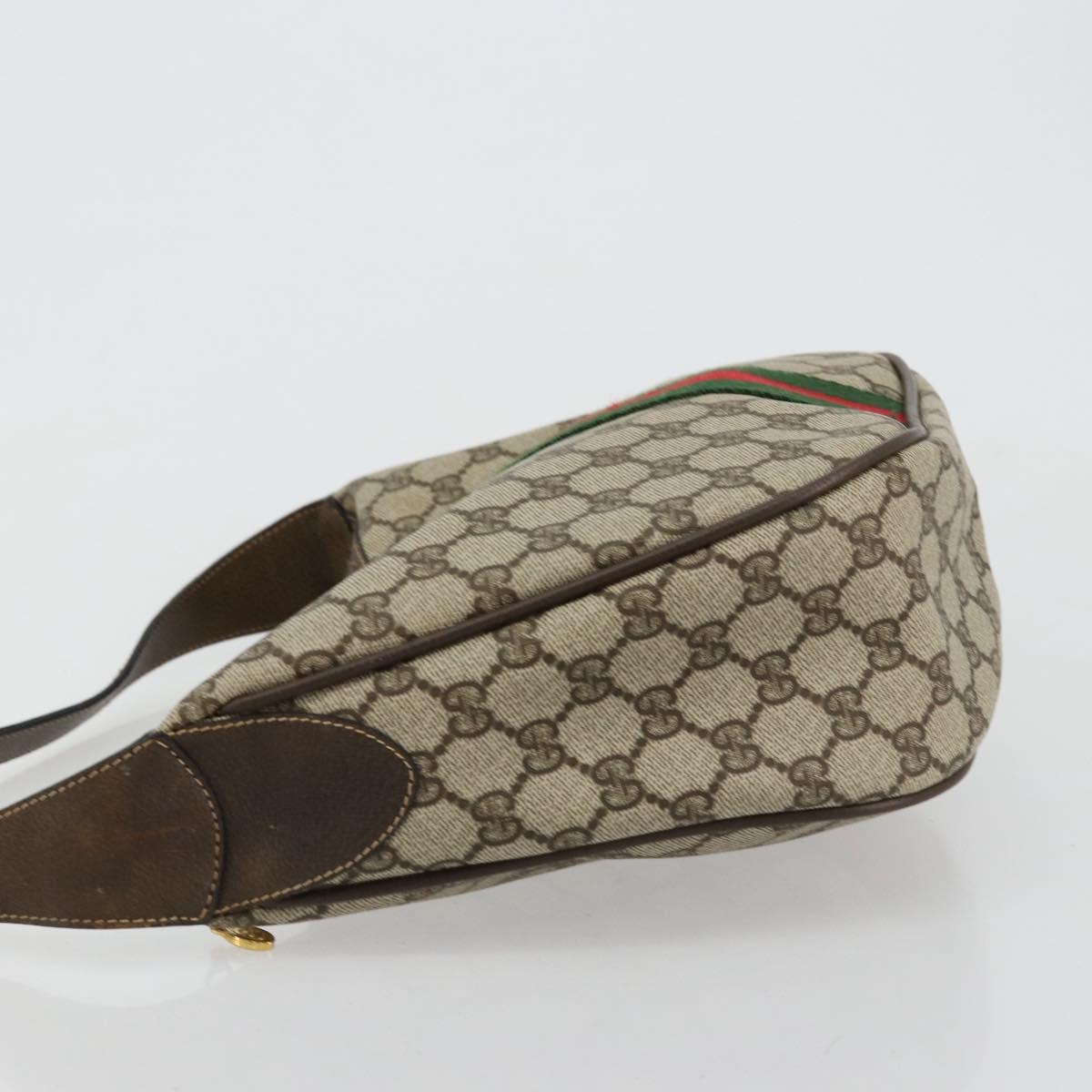 GUCCI GG Supreme Web Sherry Line Bag PVC Beige Gold 10 01 3840 Auth 180307