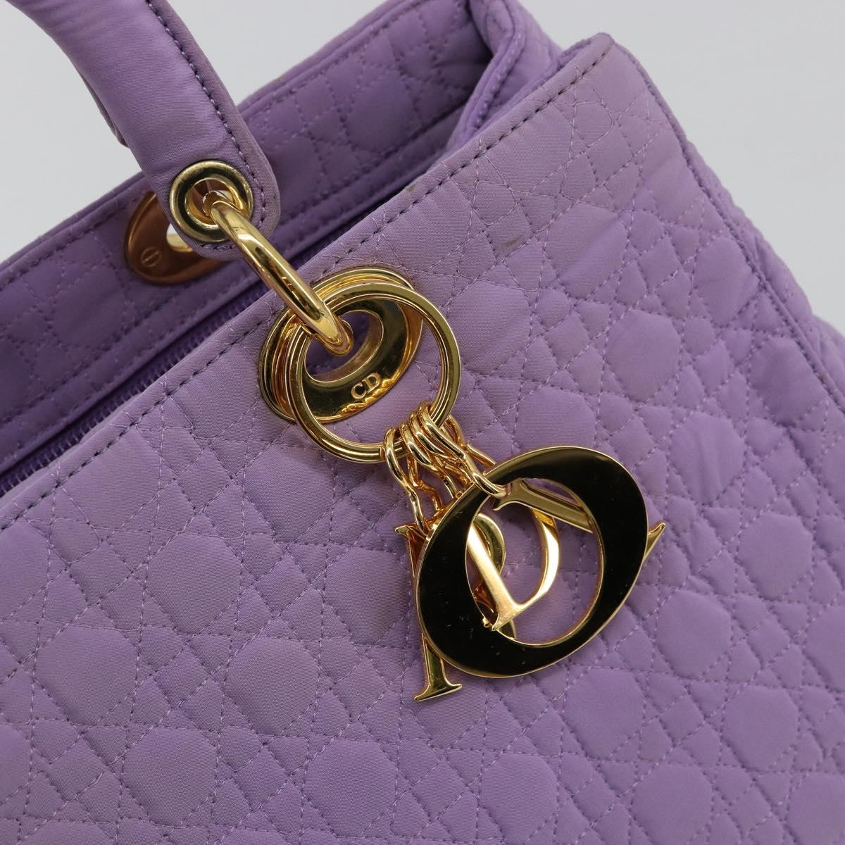 Christian Dior Canage Lady Dior Hand Bag Nylon Lavende Gold Auth 180308A