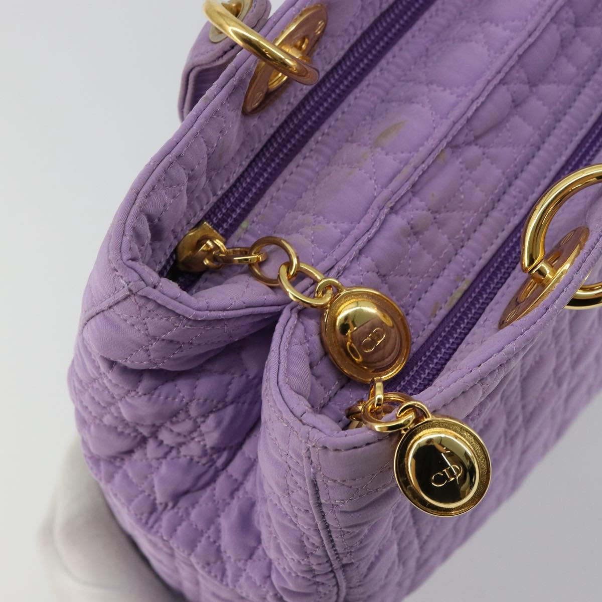 Christian Dior Canage Lady Dior Hand Bag Nylon Lavende Gold Auth 180308A