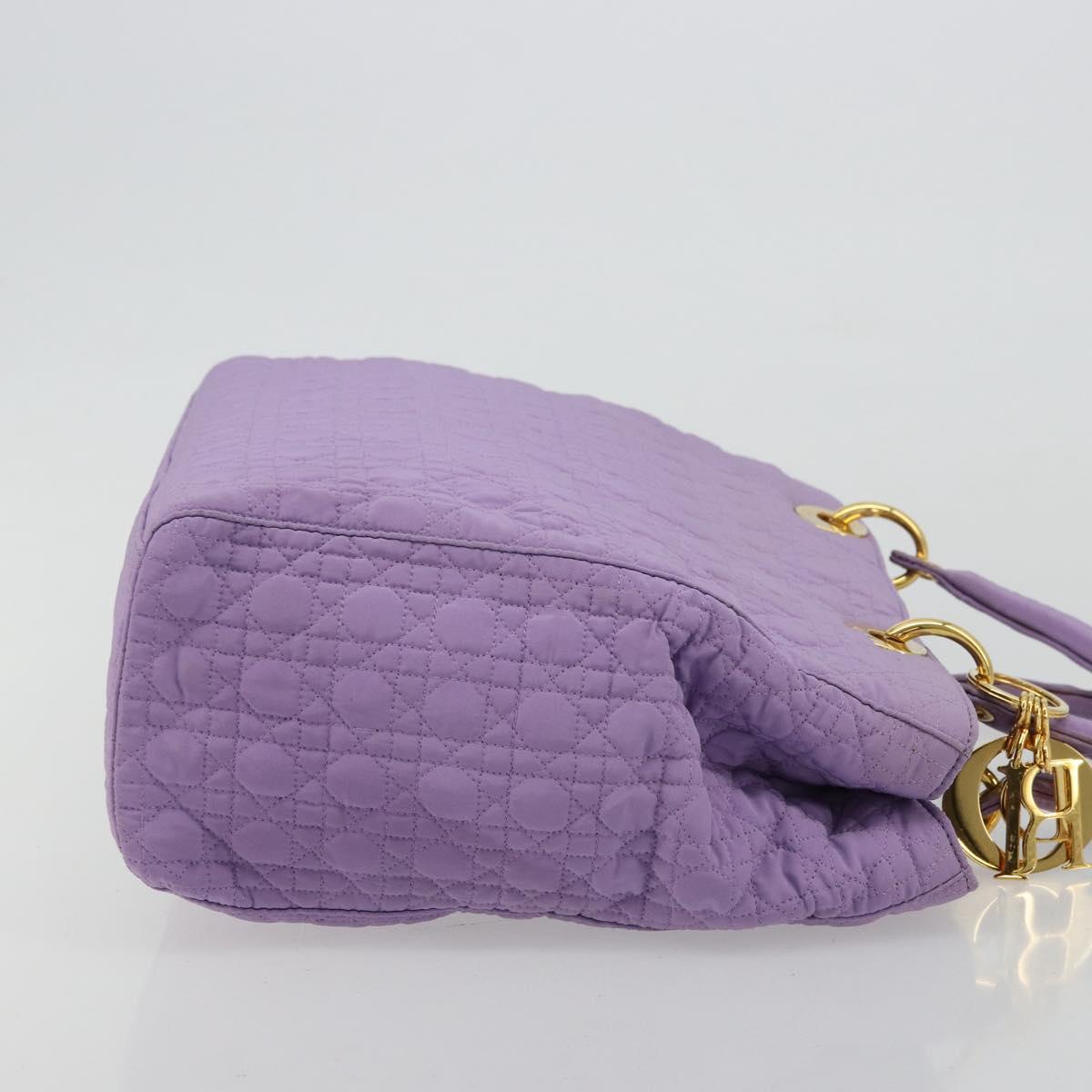 Christian Dior Canage Lady Dior Hand Bag Nylon Lavende Gold Auth 180308A
