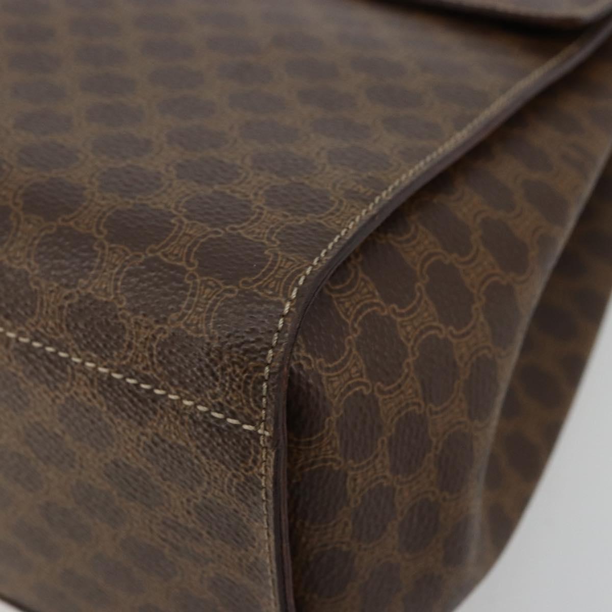 CELINE Macadam Canvas Medallion Hand Bag PVC Leather Brown Gold Auth 180312A