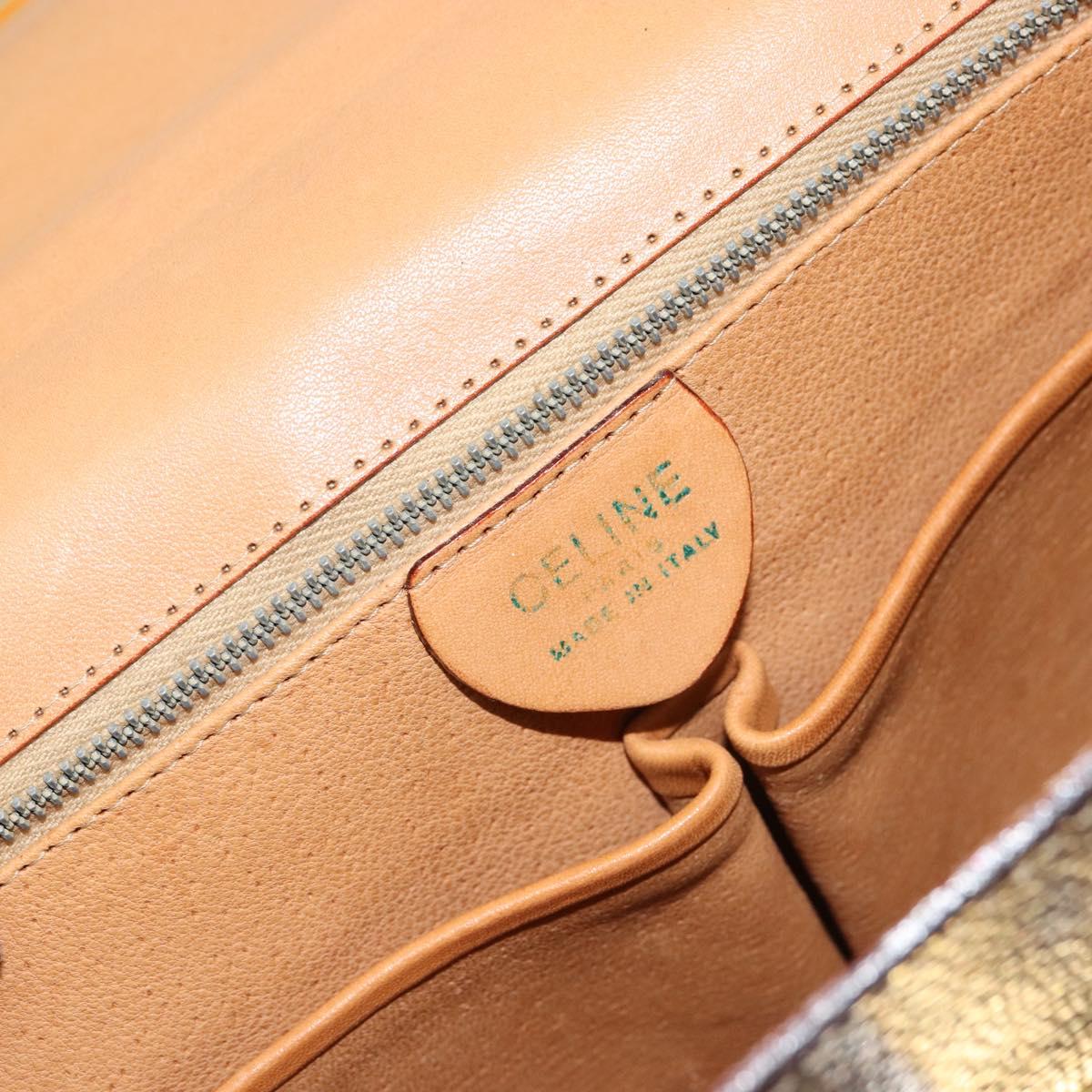 CELINE Macadam Canvas Medallion Hand Bag PVC Leather Brown Gold Auth 180312A