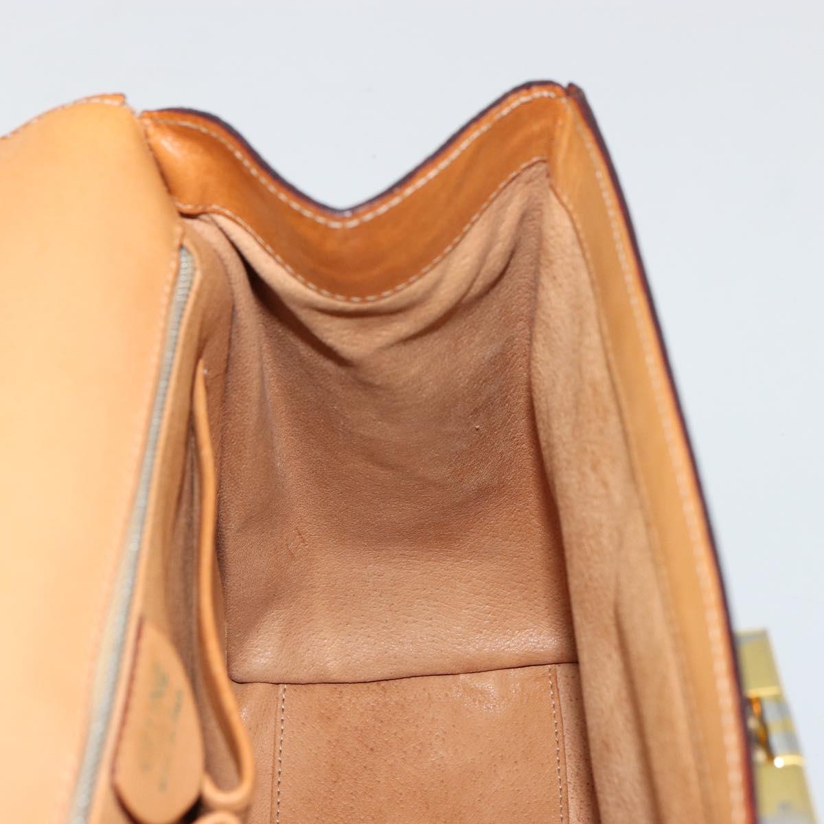 CELINE Macadam Canvas Medallion Hand Bag PVC Leather Brown Gold Auth 180312A