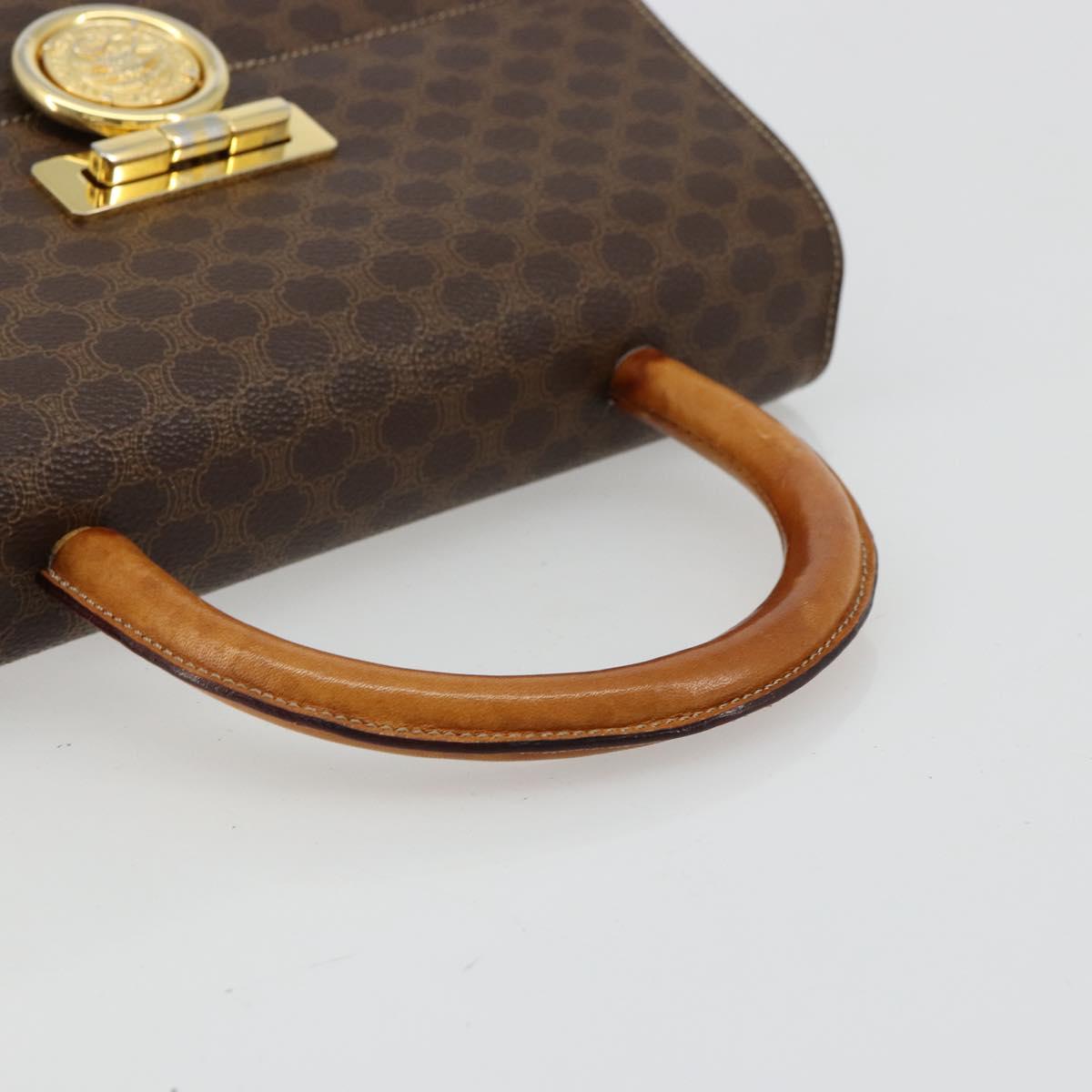 CELINE Macadam Canvas Medallion Hand Bag PVC Leather Brown Gold Auth 180312A