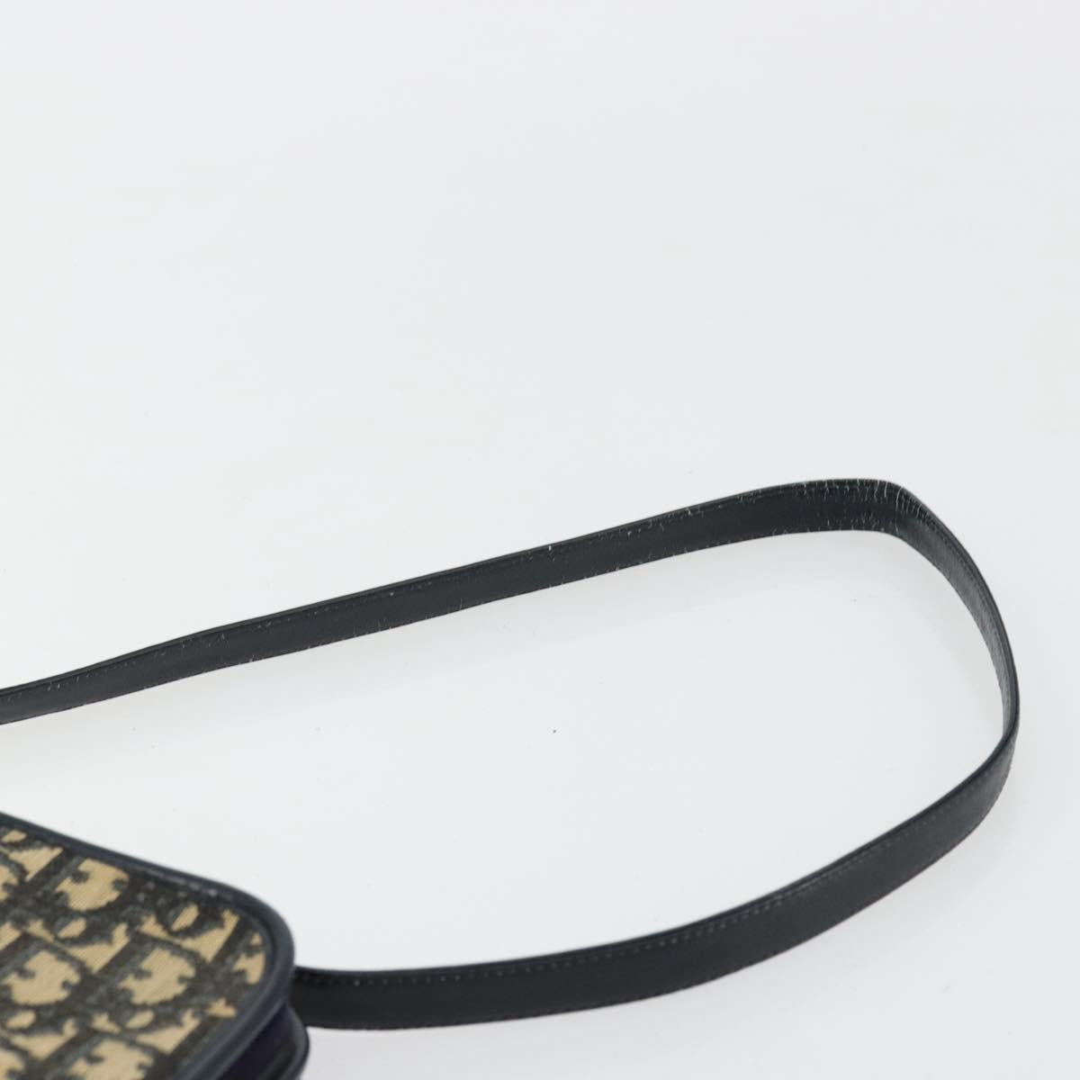 Christian Dior Trotter Canvas Shoulder Bag Navy Gold Auth 180324