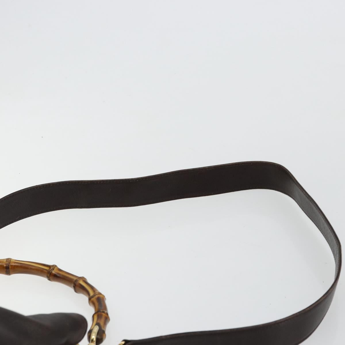 GUCCI Bamboo Shoulder Bag Leather 2way Brown Gold 001 1638 Auth 180326