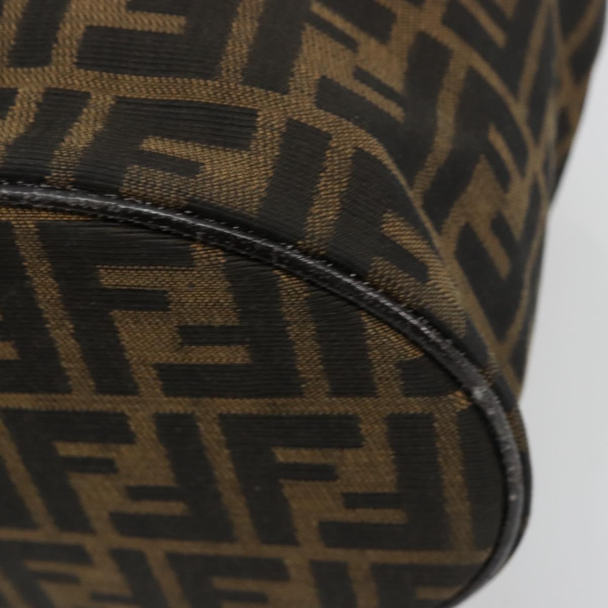 FENDI Zucca Canvas Vanity Hand Bag Black Brown Auth 180329
