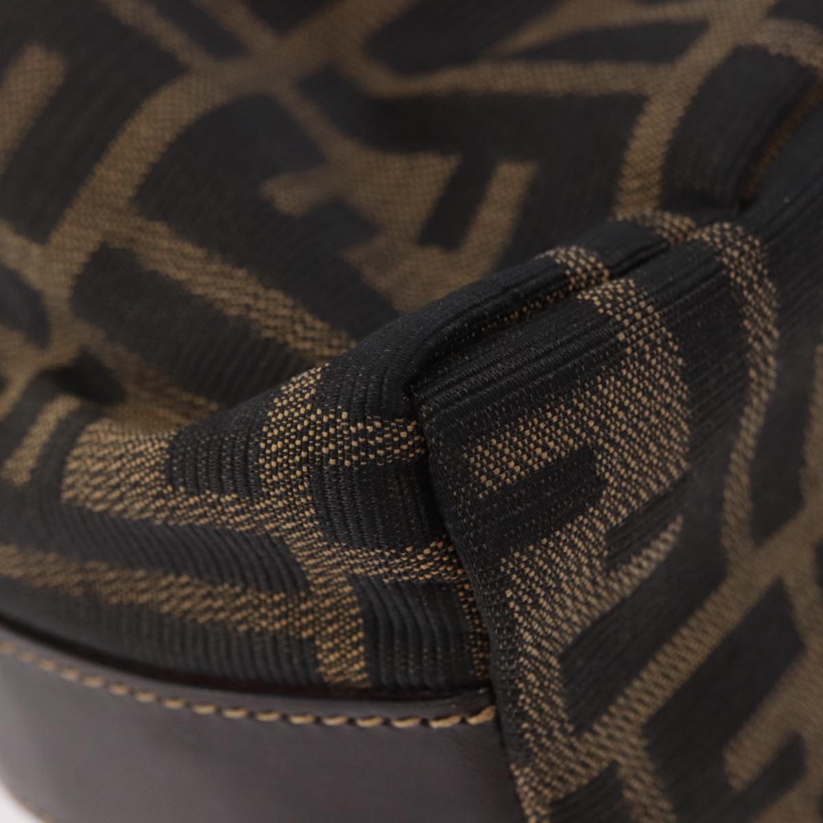 FENDI Zucca Canvas Vanity Hand Bag Black Brown Auth 180330