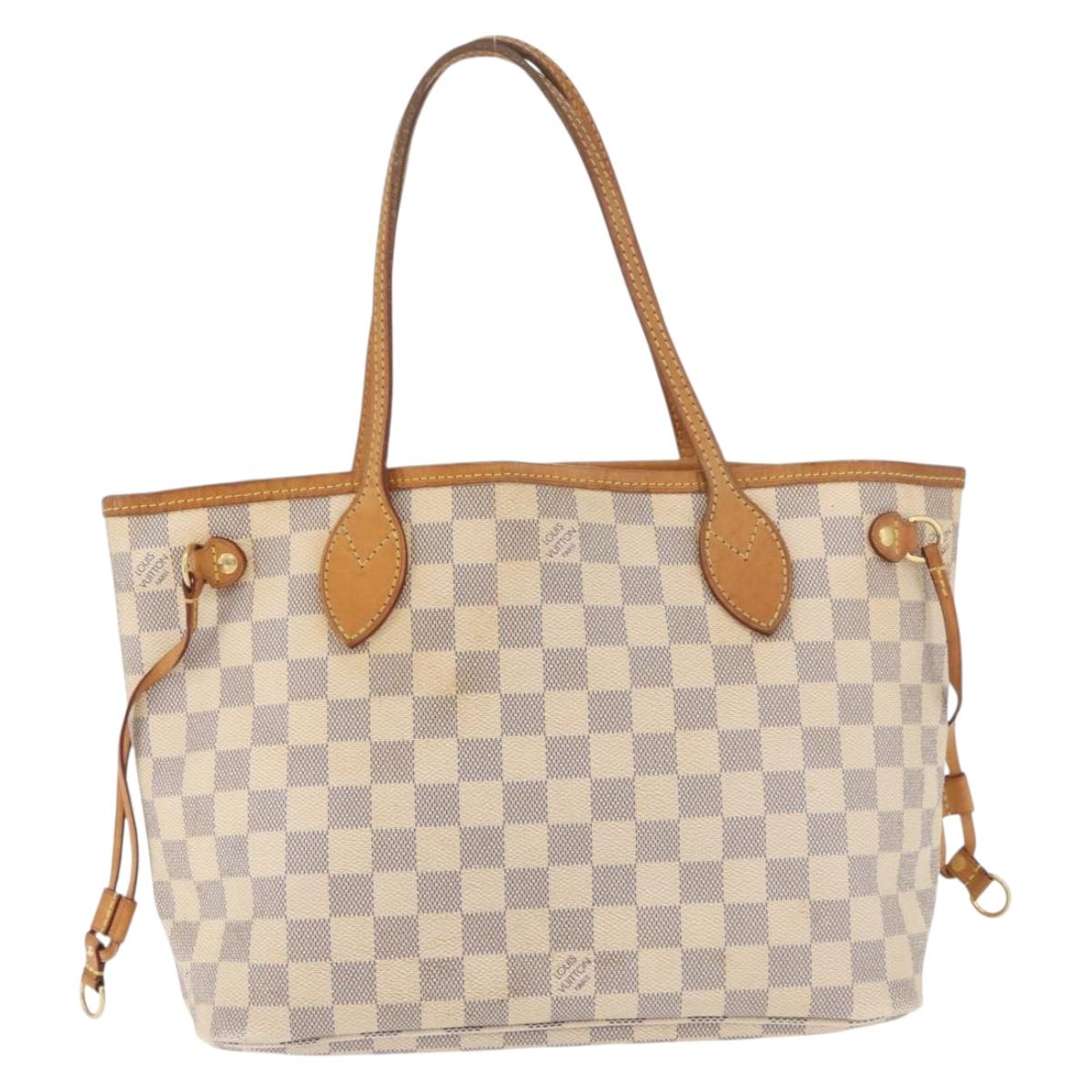 LOUIS VUITTON Damier Azur Neverfull PM Tote Bag N41362 LV Auth 180341