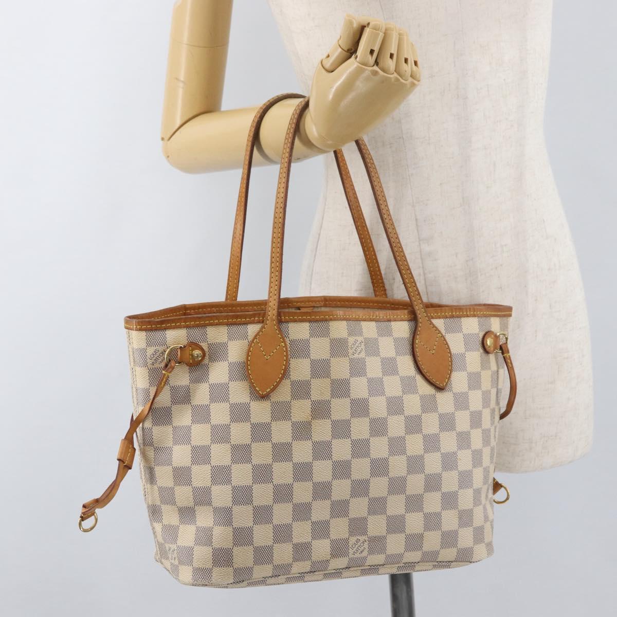 LOUIS VUITTON Damier Azur Neverfull PM Tote Bag N41362 LV Auth 180341