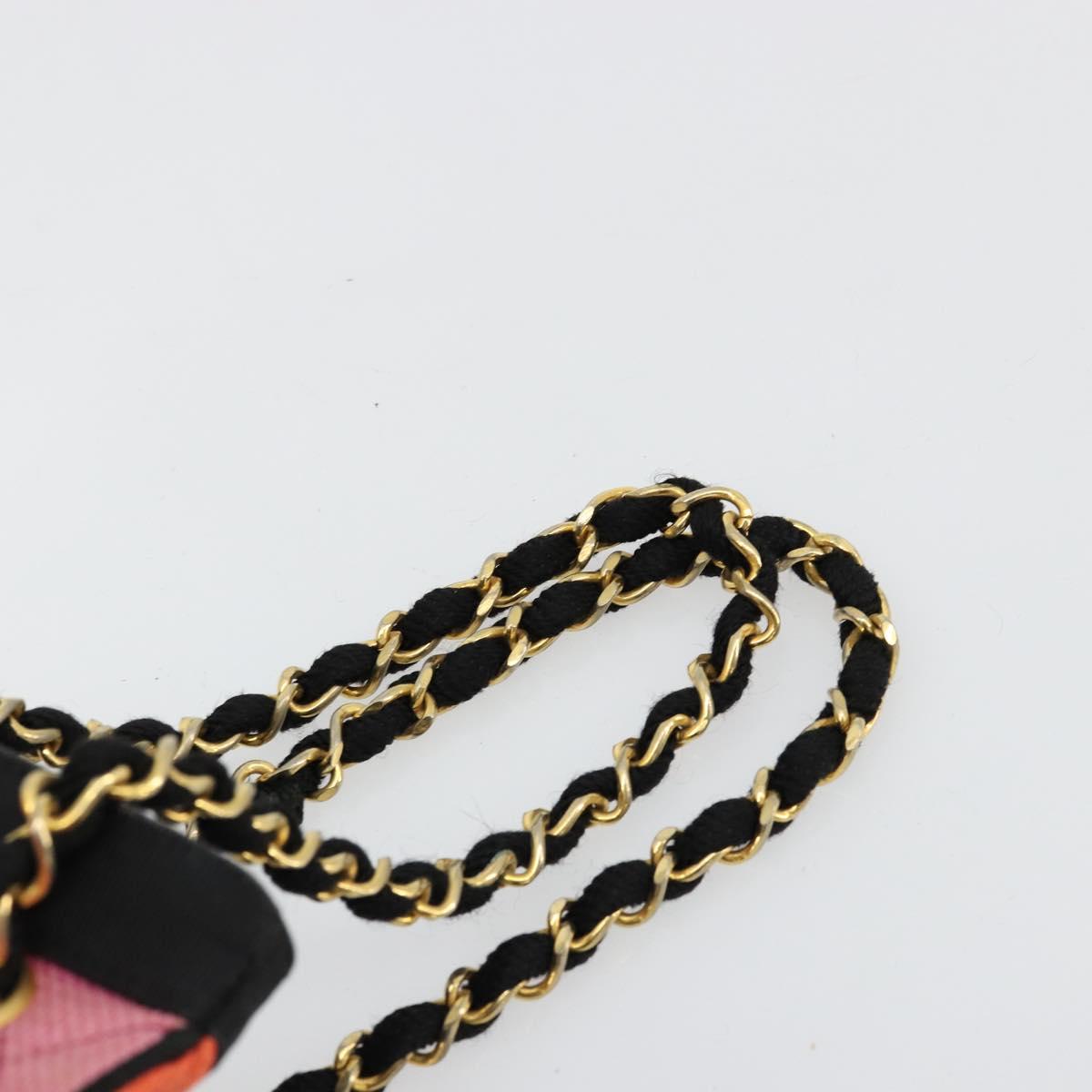 CHANEL Matelasse Chain Shoulder Bag Straw Multicolor Gold CC Auth 180344A