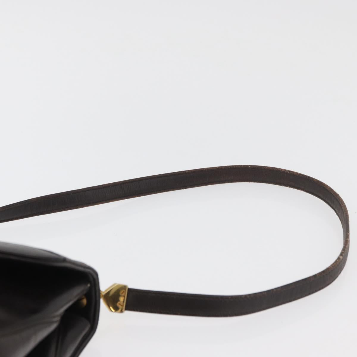 Christian Dior Hand Bag Calf Skin 2way Dark Brown Gold Auth 180355