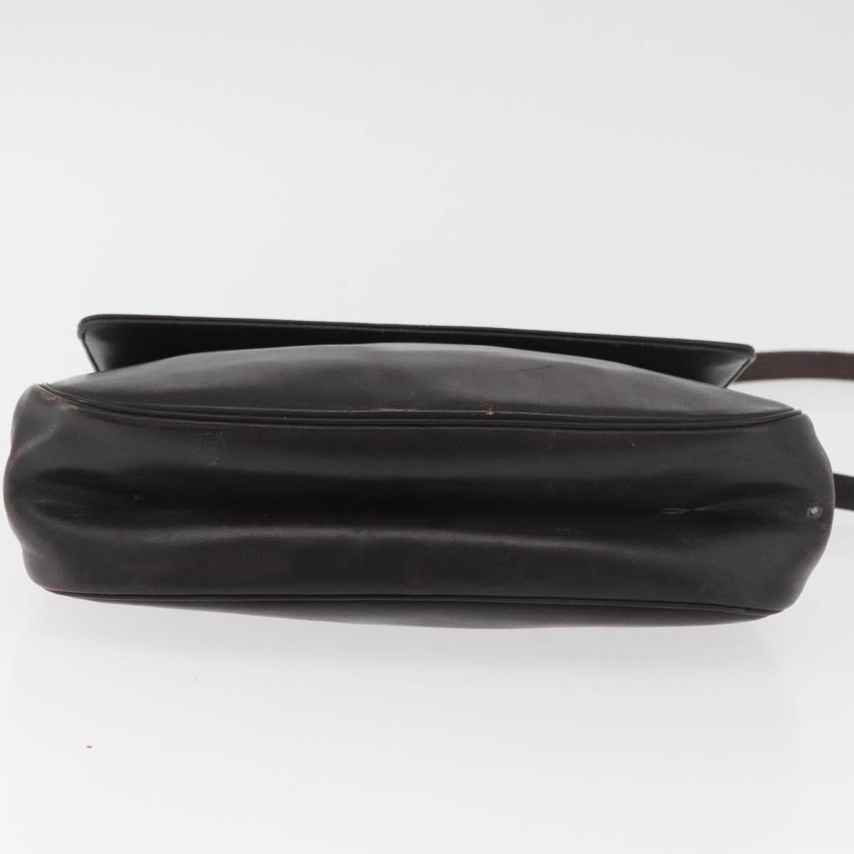 Christian Dior Hand Bag Calf Skin 2way Dark Brown Gold Auth 180355