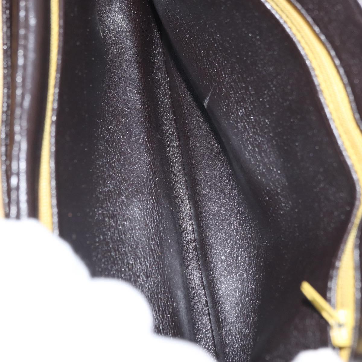 Christian Dior Hand Bag Calf Skin 2way Dark Brown Gold Auth 180355