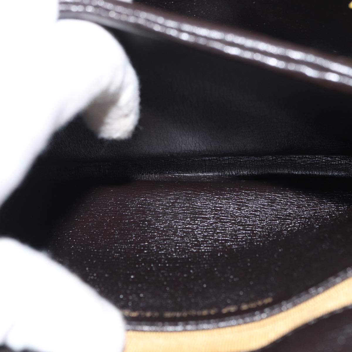 Christian Dior Hand Bag Calf Skin 2way Dark Brown Gold Auth 180355