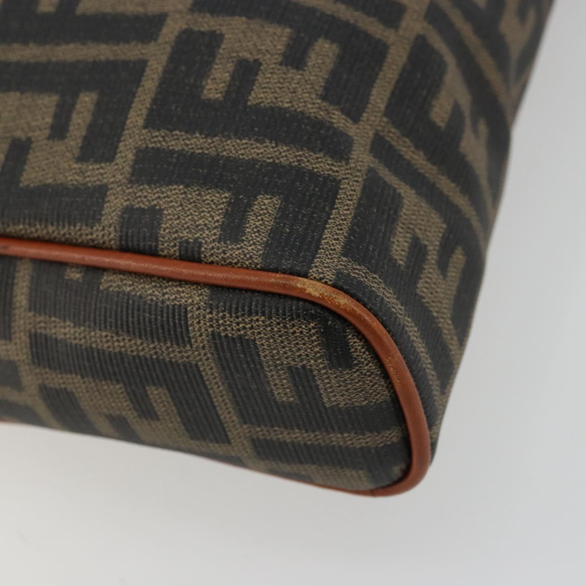 FENDI Zucca Canvas Shoulder Bag PVC Black Brown Auth 180358A