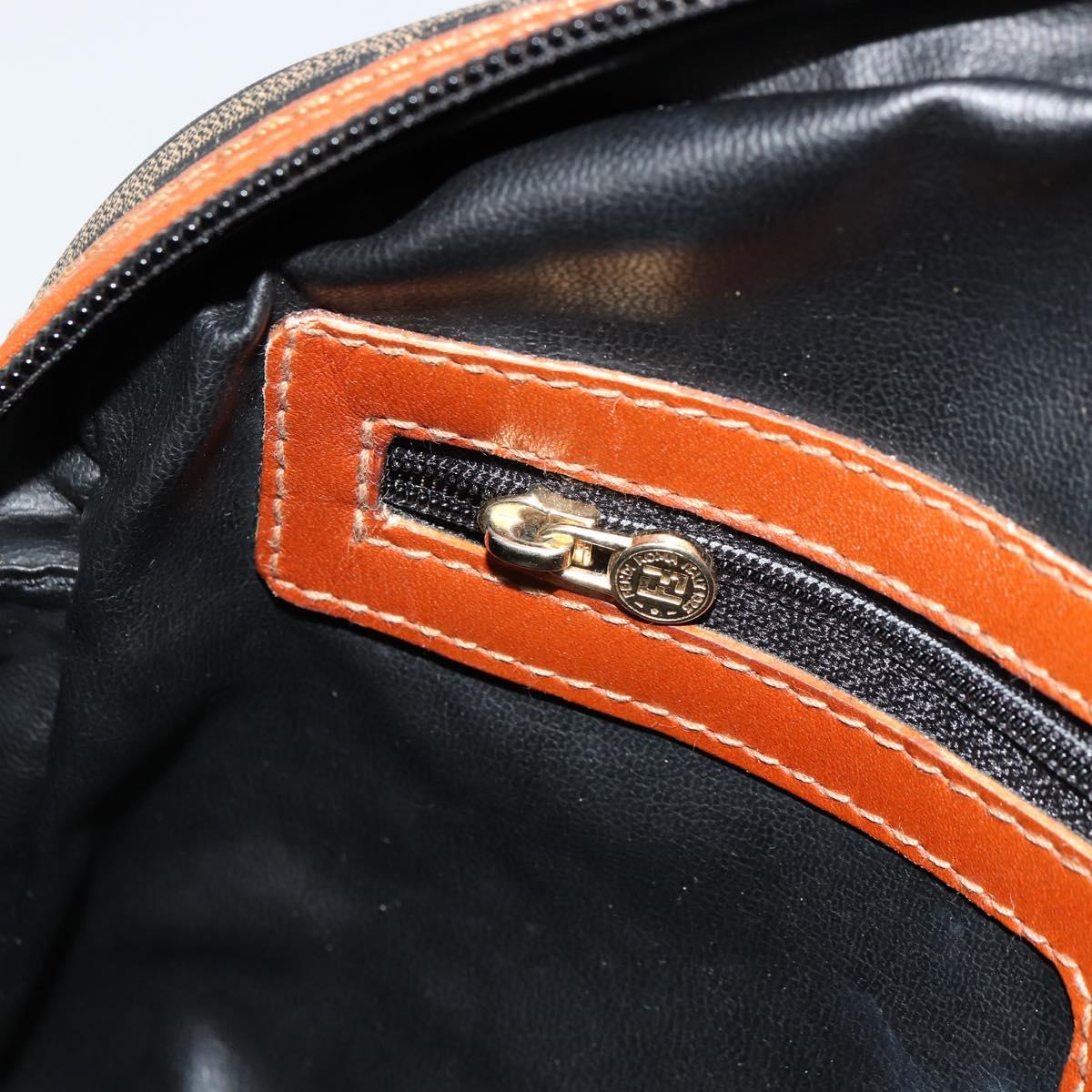 FENDI Zucca Canvas Shoulder Bag PVC Black Brown Auth 180358A