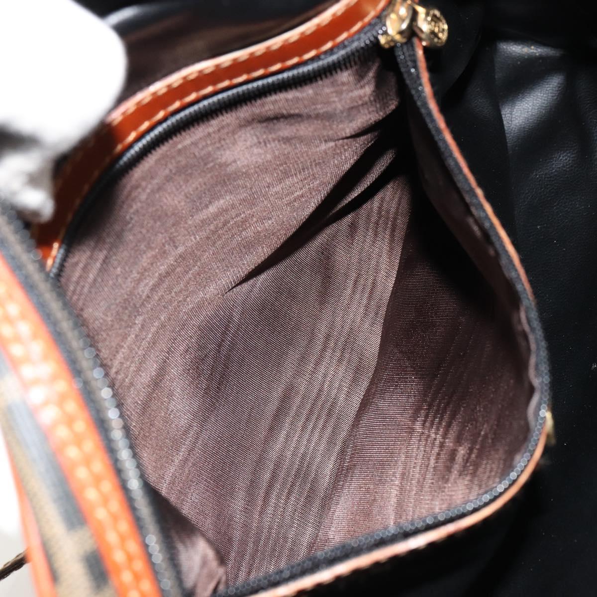 FENDI Zucca Canvas Shoulder Bag PVC Black Brown Auth 180358A