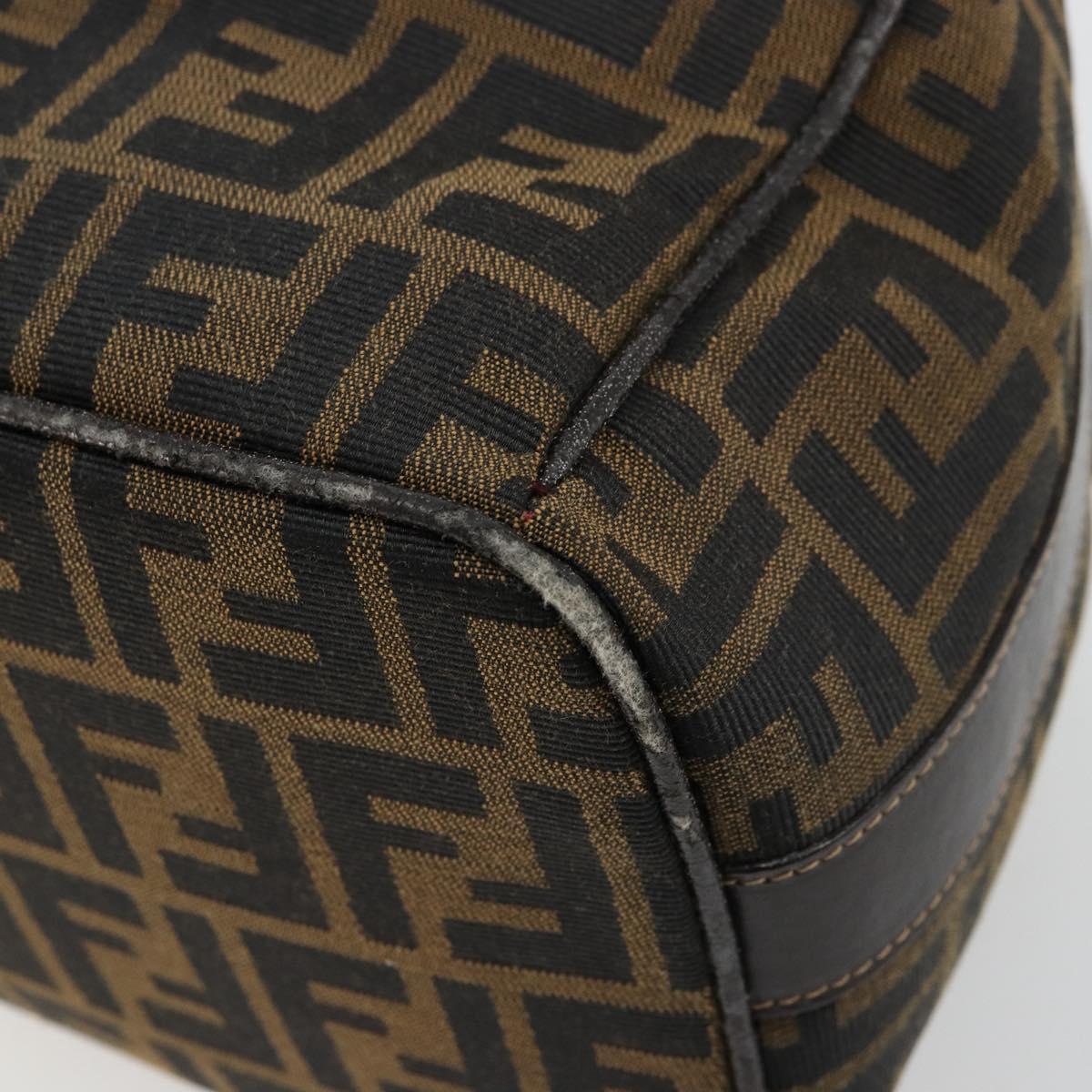 FENDI Zucca Canvas Hand Bag Brown Black Auth 180359