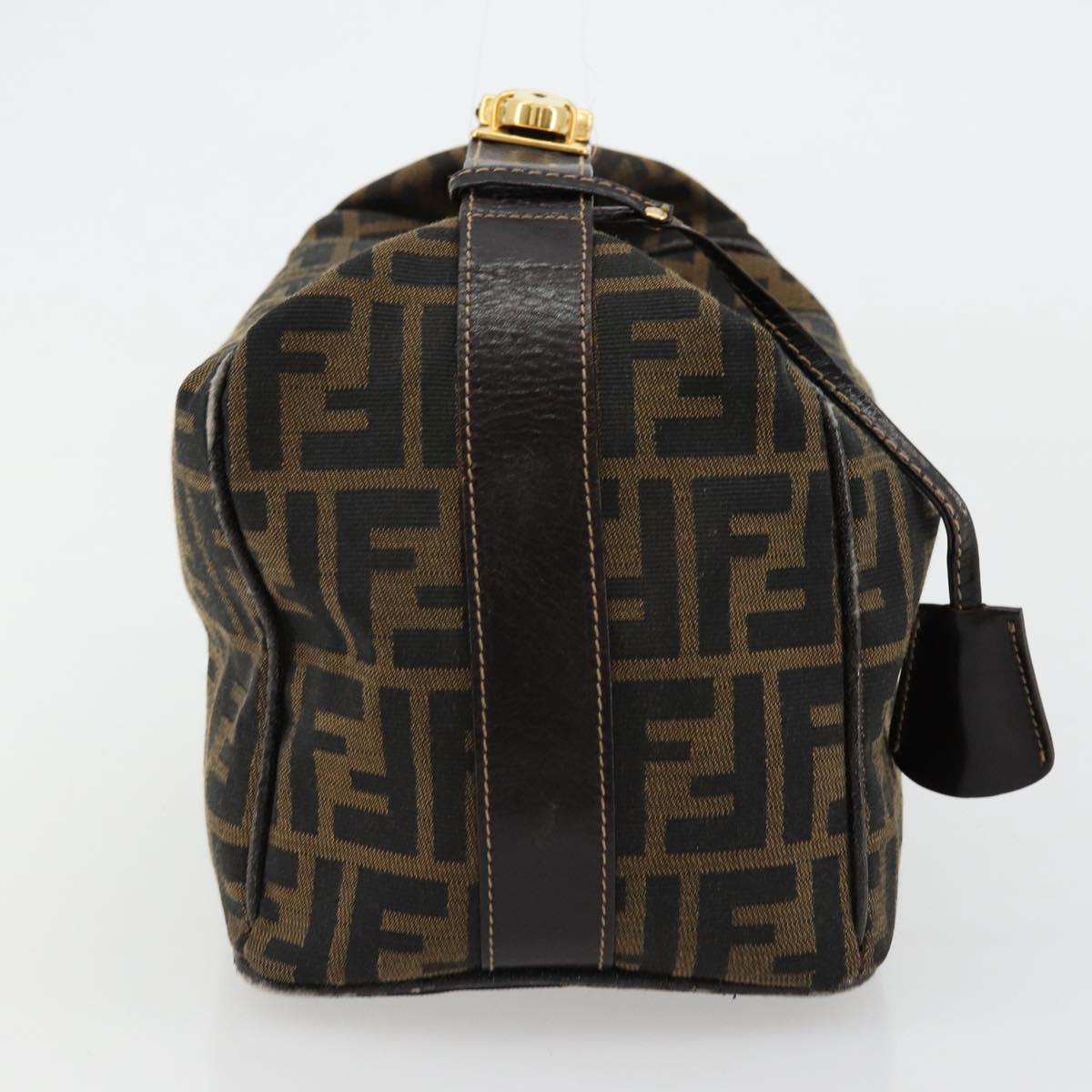 FENDI Zucca Canvas Hand Bag Brown Black Auth 180359