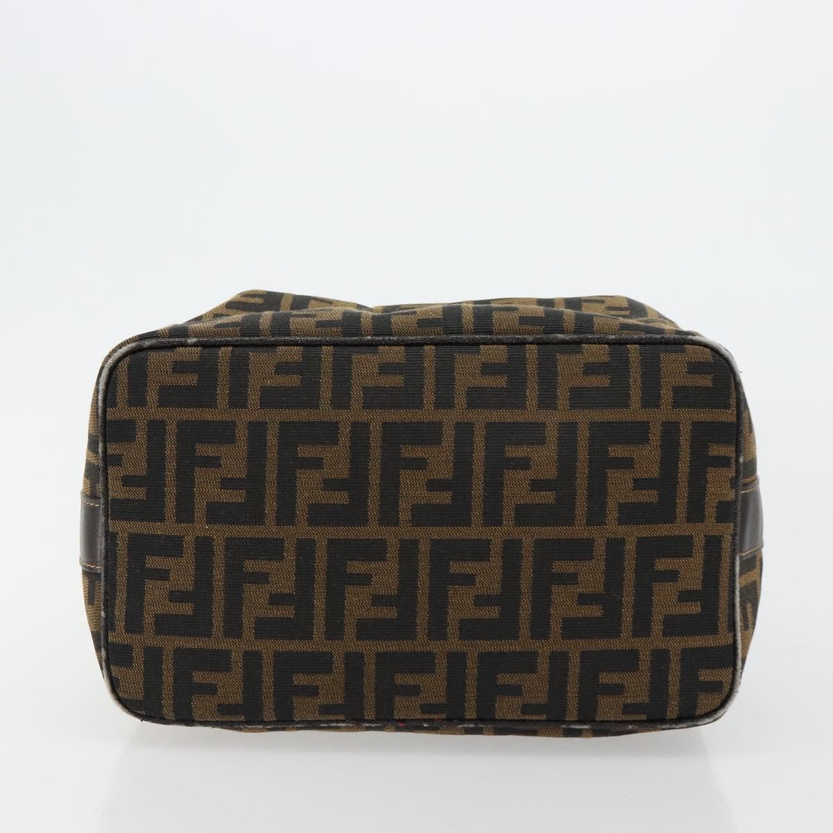 FENDI Zucca Canvas Hand Bag Brown Black Auth 180359